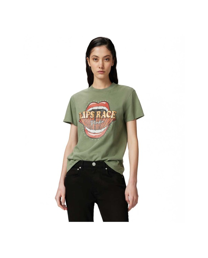 PINKO T-SHIRT JERSEY LIPS RACE VERDE 125