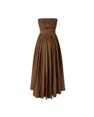 PINKO ABITO DA CERIMONIA IN TAFFETA' CON SCOLLO A CUORE MARRONE TERRA SCURO 125