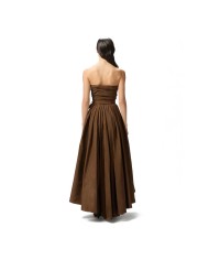 PINKO ABITO DA CERIMONIA IN TAFFETA' CON SCOLLO A CUORE MARRONE TERRA SCURO 125